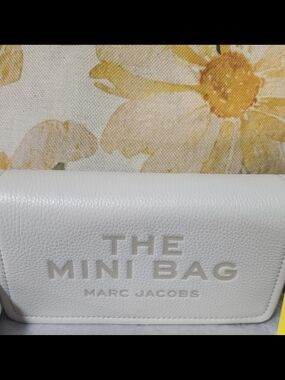 Marc Jacobs White The Mini Bag Embossed Leather Crossbody